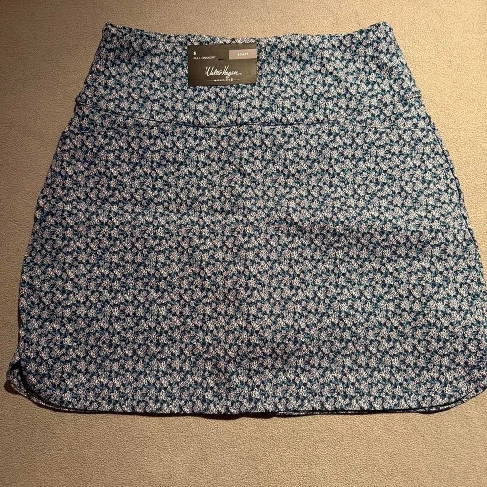 Walter Hagen Performance Sculpt Pull On Skort Navy Floral Golf Tennis Womens S